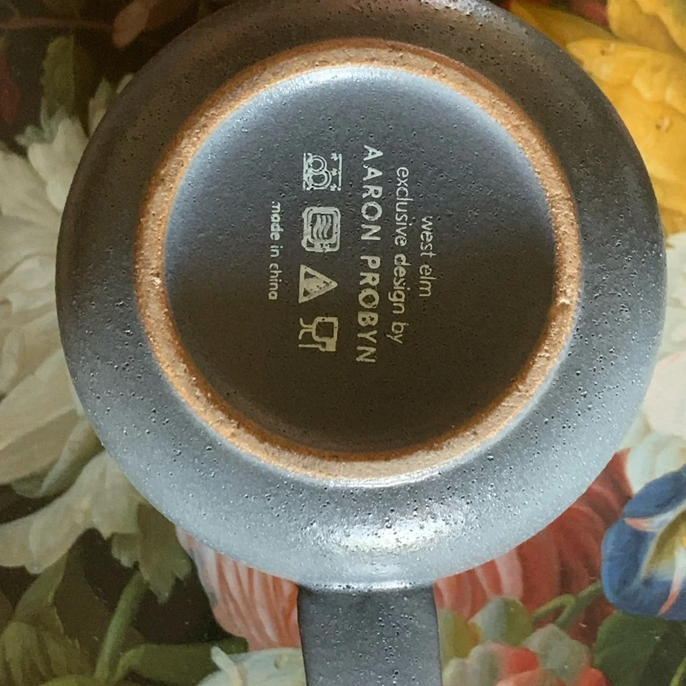 Set of Three Gray Ceramic Mugs